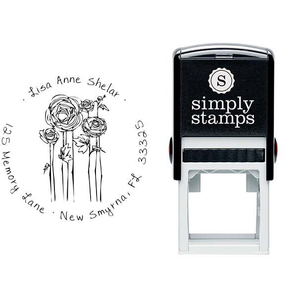 Flowers Sketch Custom Address Stamp Body and Design