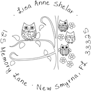 Owl Family Custom Address Stamp