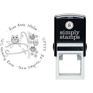 Owl Family Custom Address Stamp Body and Design