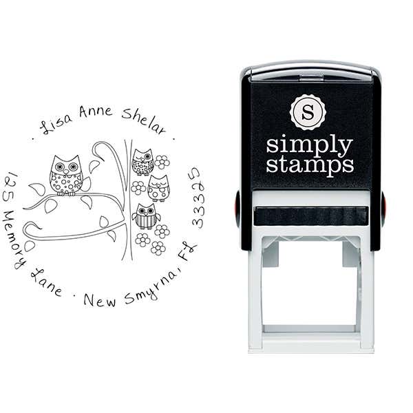 Owl Family Custom Address Stamp Body and Design