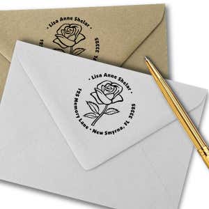 Bold Rose Custom Address Stamp Imprint Example