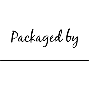 Packaged By Cursive Signature Line Packaging Stamp Imprint Example