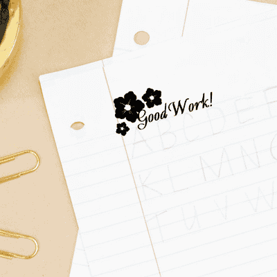 Floral Good Work Teacher Feedback Stamp - alternate view