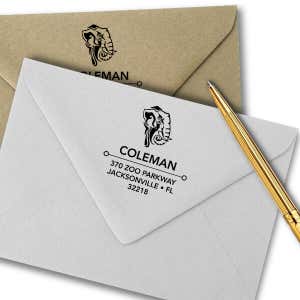 Tribal Elephant Square Address Stamp Imprint Example