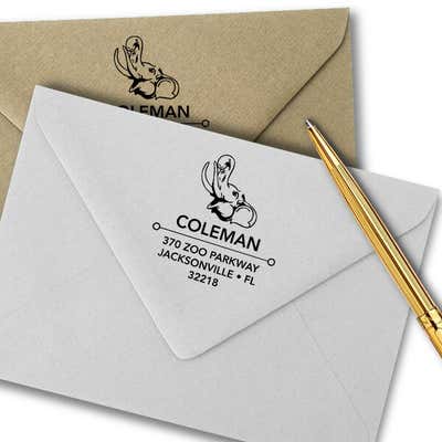 Happy Elephant Square Address Stamp - alternate view