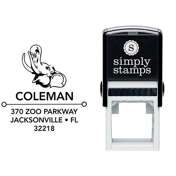 Happy Elephant Square Address Stamp Body and Design