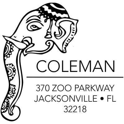 Decorated Elephant Square Address Stamp