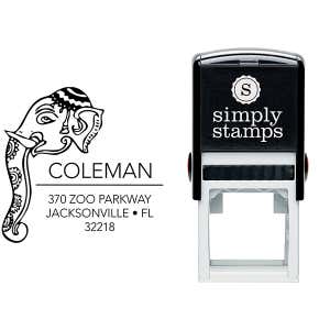 Decorated Elephant Square Address Stamp Body and Design