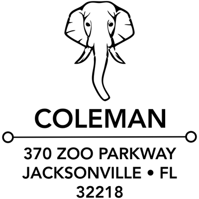 Elephant Face Square Address Stamp