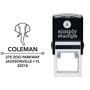 Elephant Face Square Address Stamp Body and Design