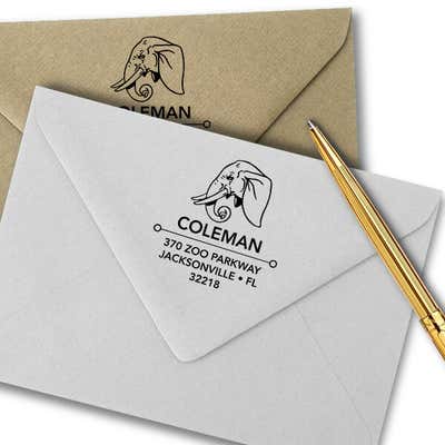 Elephant Head Square Address Stamp - alternate view