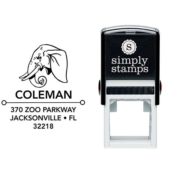 Elephant Head Square Address Stamp Body and Design