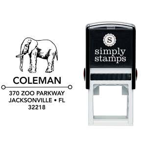 Standing Elephant Square Address Stamp Body and Design