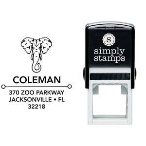 Proud Elephant Square Address Stamp Body and Design