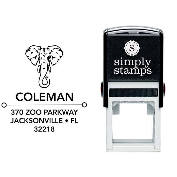 Proud Elephant Square Address Stamp Body and Design
