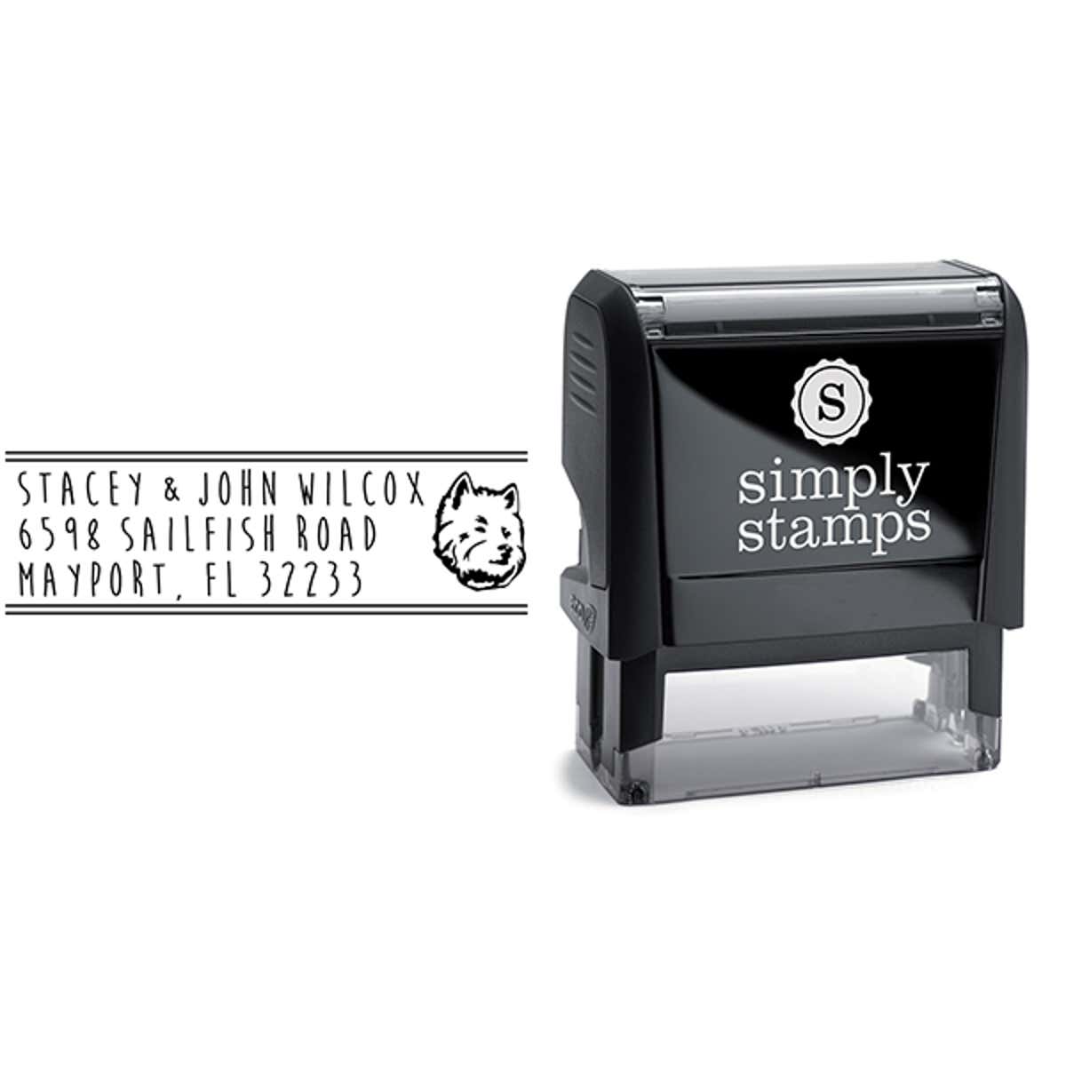 Highland Terrier Dog Address Stamp Body and Design