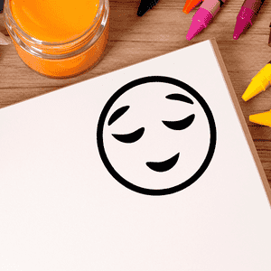 Pleased Face Emoji Stamp Imprint Example