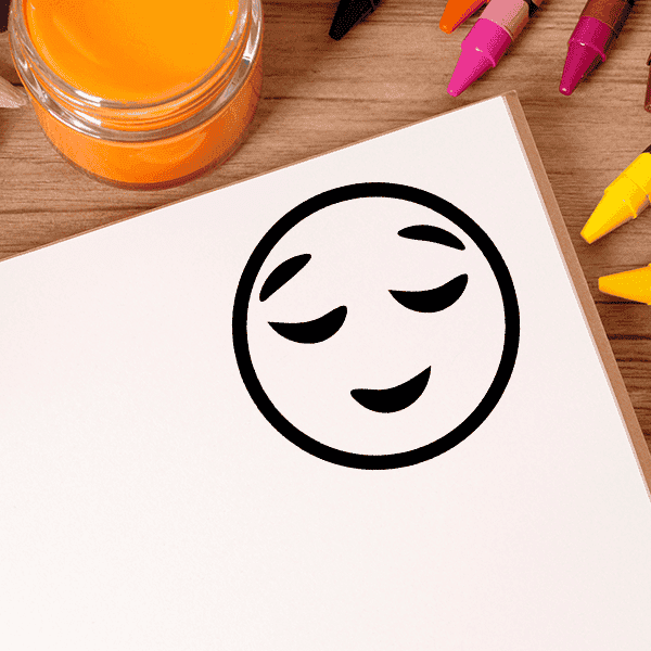 Pleased Face Emoji Stamp Imprint Example