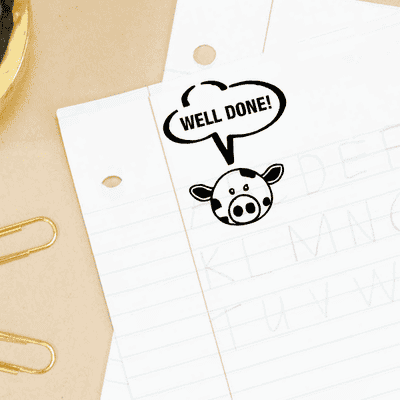 Well Done Cow Teacher Stamp - alternate view