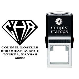 Inverted Diamond Address Monogram Stamp Body and Design