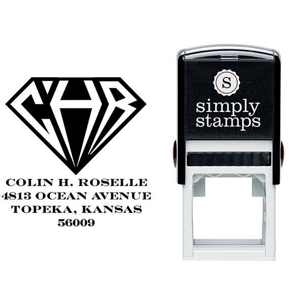 Inverted Diamond Address Monogram Stamp Body and Design