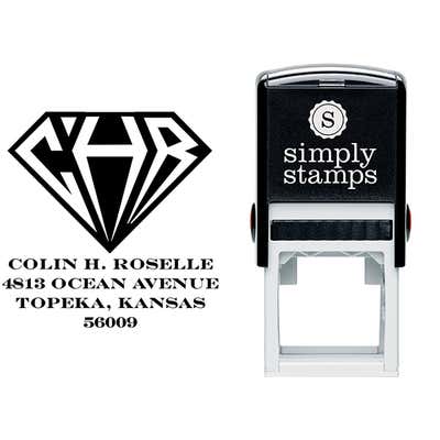 Inverted Diamond Monogram Address Stamp - alternate view