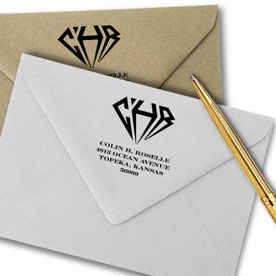 Diamond Monogram Address Stamp - alternate view