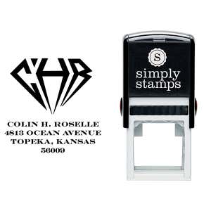 Diamond Address Monogram Stamp Body and Design