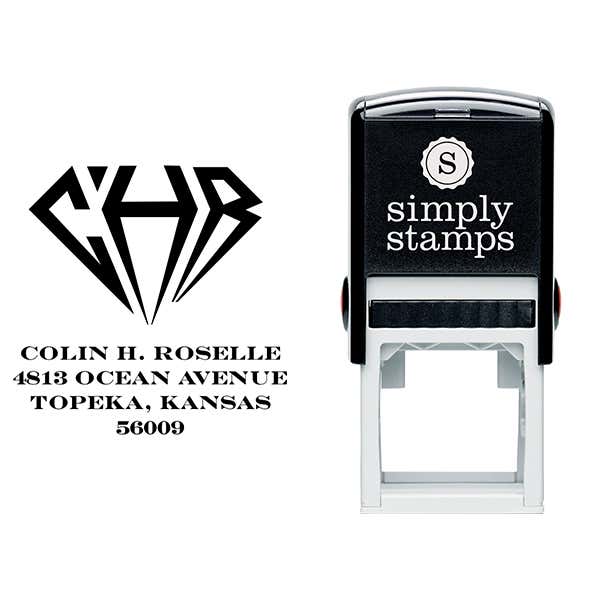 Diamond Address Monogram Stamp Body and Design