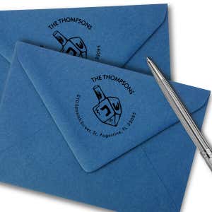 Dreidel Hanukkah Custom Address Stamp Imprint Example