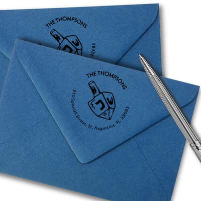Dreidel Hanukkah Custom Address Stamp - alternate view