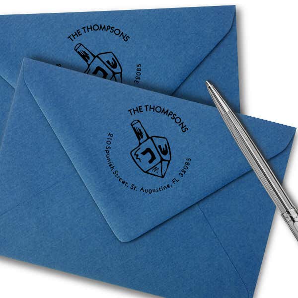Dreidel Hanukkah Custom Address Stamp Imprint Example