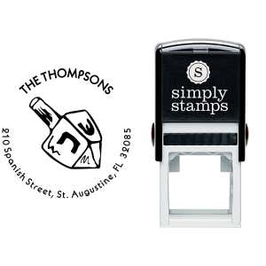 Dreidel Hanukkah Custom Address Stamp Body and Design