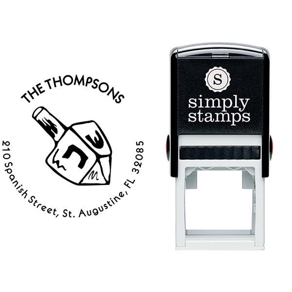 Dreidel Hanukkah Custom Address Stamp Body and Design