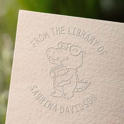 Book embosser impression stamp on paper