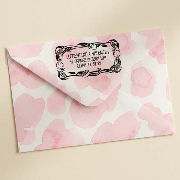 Citrus Grove Return Address Stamp – stamped impression lifestyle photo