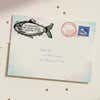 Coastal Fish Return Address Stamp – stamped impression lifestyle photo