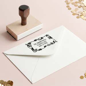 Grapevine Return Address Stamp – stamped impression lifestyle photo