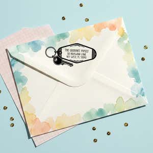 House Key Return Address Stamp – stamped impression lifestyle photo
