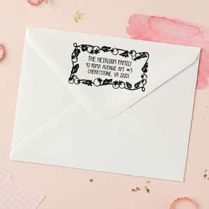 Tomato Vine Return Address Stamp – stamped impression lifestyle photo