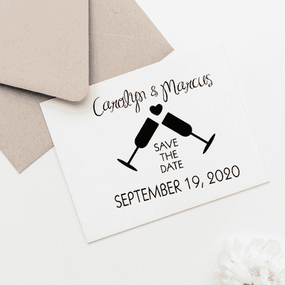 Wine Glass Heart Save the Date Stamp - alternate view