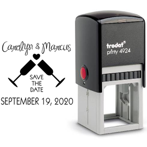 Wine Glass Heart Save the Date Stamp Body and Design