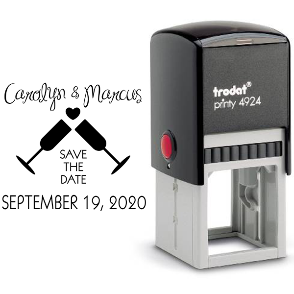 Wine Glass Heart Save the Date Stamp Body and Design