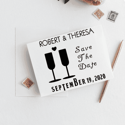 Heart Wine Glass Save the Date Stamp - alternate view