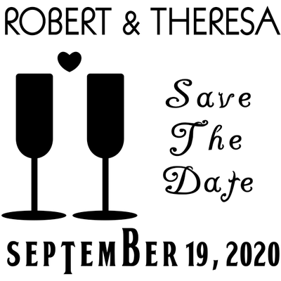 Heart Wine Glass Save the Date Stamp