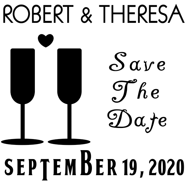 Heart Wine Glass Save the Date Stamp