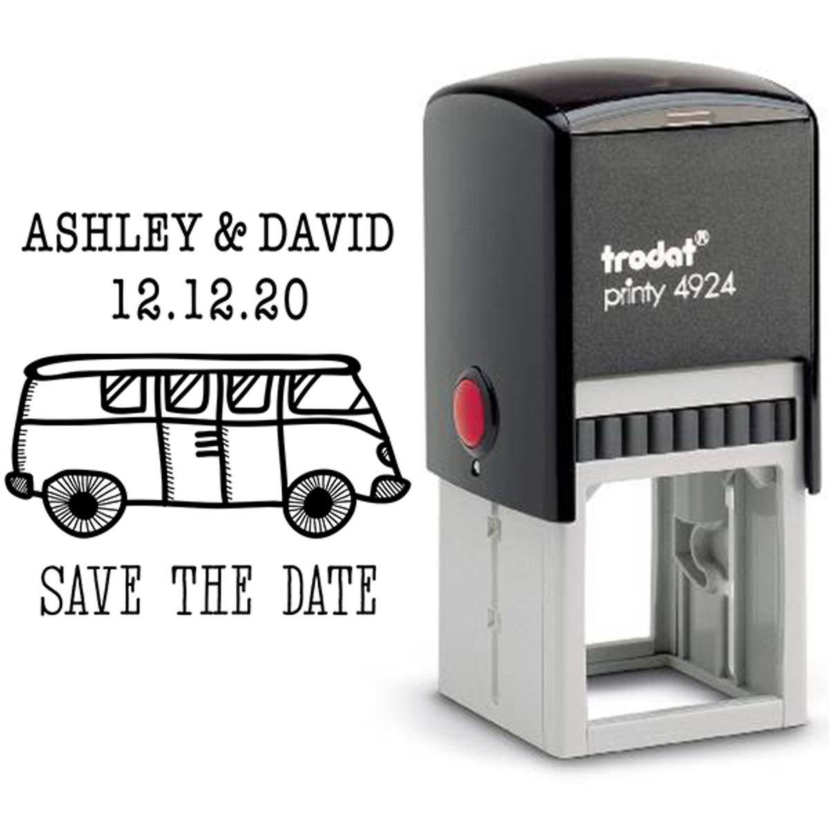 VW Bus Save the Date Stamp Body and Design