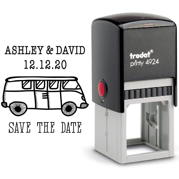 VW Bus Save the Date Stamp Body and Design