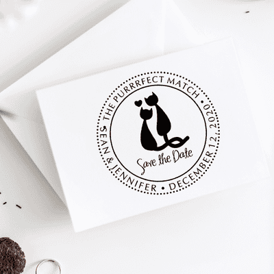 The Purrrfect Match Save the Date Stamp - alternate view