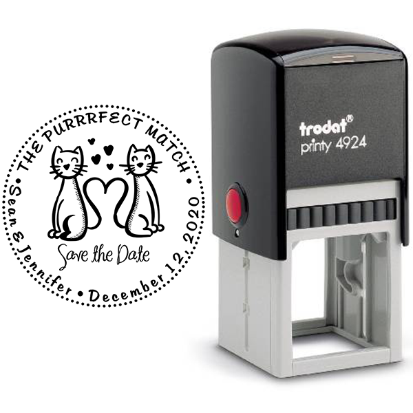 The Purrrfect Match Hearts Save the Date Stamp Body and Design
